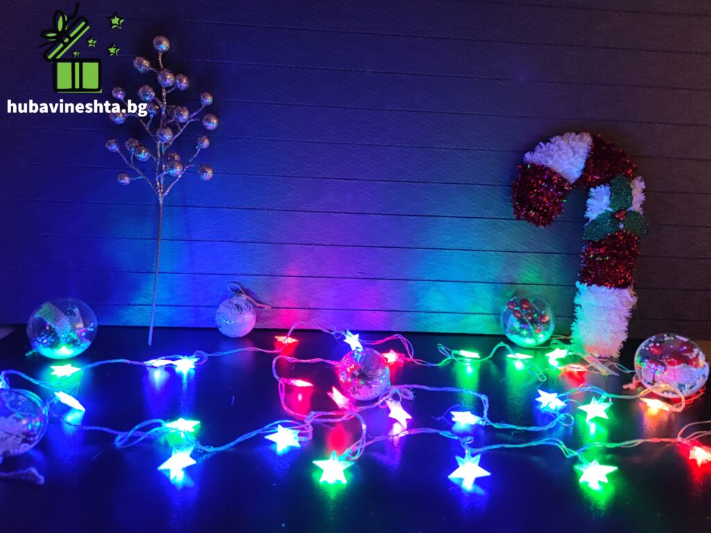 Многоцветни LED коледни лампички- звездички