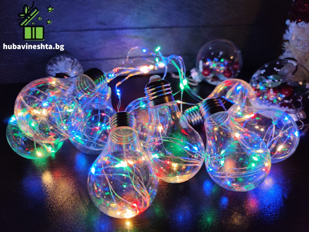 Коледен LED гирлянд Купър- крушки раноцветни