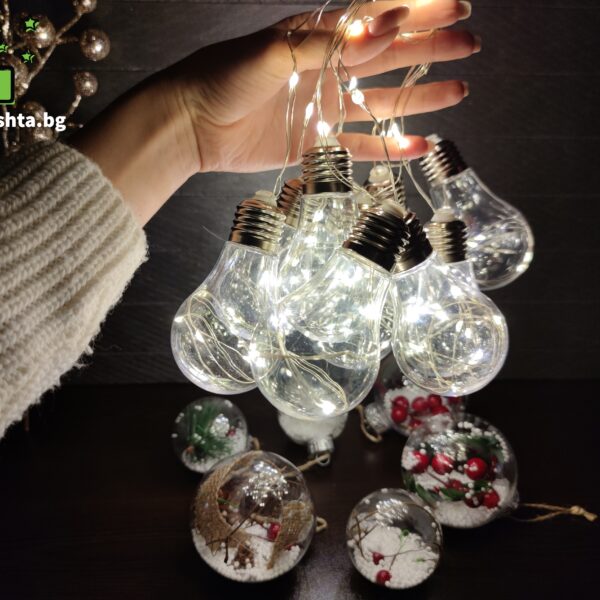 коледни лампички купър крушки топло бели.2 Demo Коледен LED гирлянд Купър- крушки топло бяла светлина