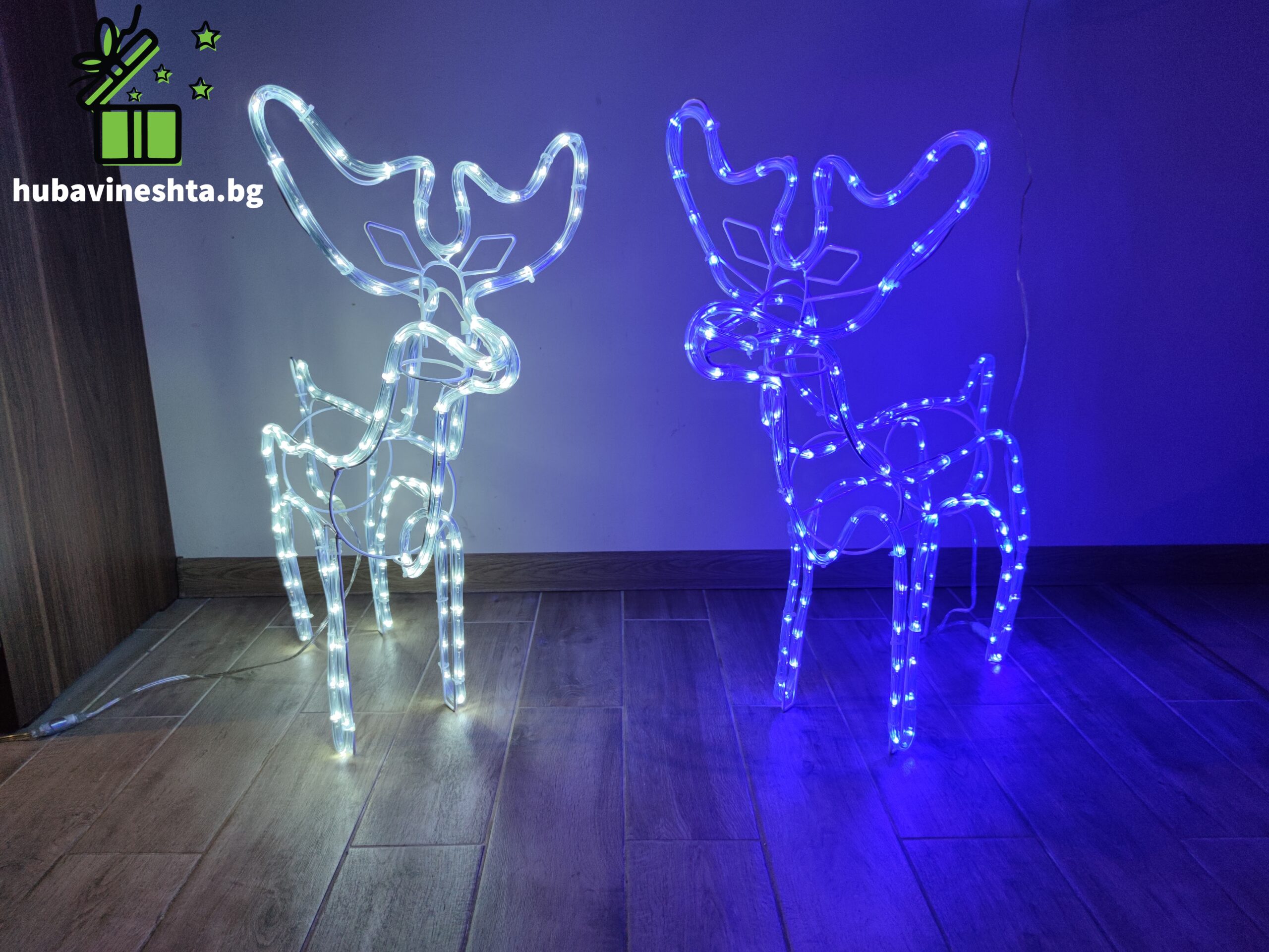 светещи елени scaled СВЕТЕЩ ЕЛЕН - СИНЯ LED СВЕТЛИНА Светещ елен- синя LED светлина