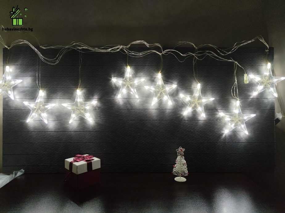 коледен гирлянд със снежинки.1 scaled СВЕТЕЩ LED ГИРЛЯНД СЪС ЗВЕЗДИ ЗА ВЪНШНА УПОТРЕБА Светещ LED гирлянд със звезди за външна употреба