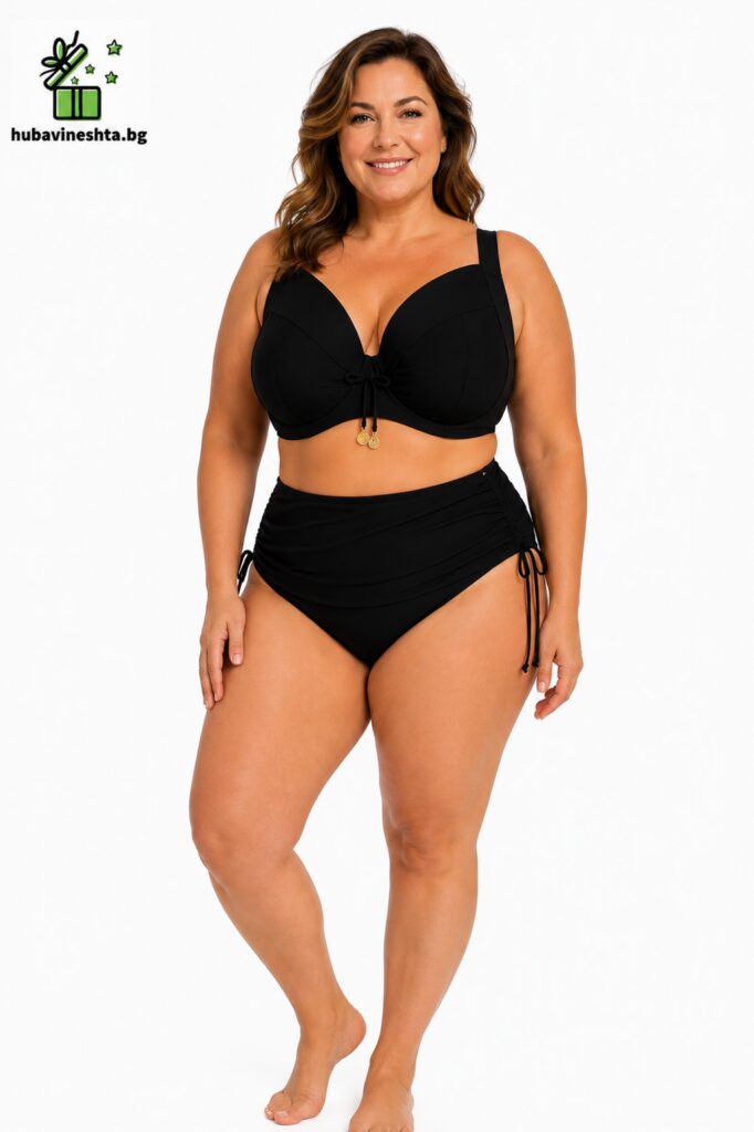 Бански дамски в две части plus size в черно