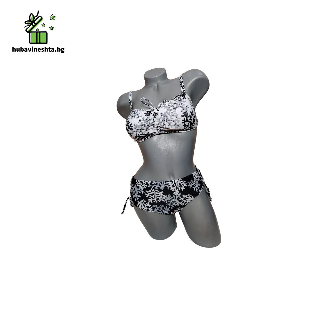 banski damski s bikini 7 БАНСКИ ДВЕ ЧАСТИ С БИКИНИ БЯЛО С ЧЕРНО Бански две части с бикини бяло с черно