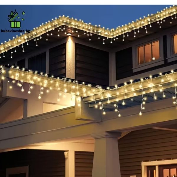 Коледни лампички 7 LED лампички с флаш ефект — изберете дължина и цвят КОЛЕДНИ ПРАЗНИЧНИ LED СВЕТЛИНИ ТОПЛО БЯЛО - 12 МЕТРА