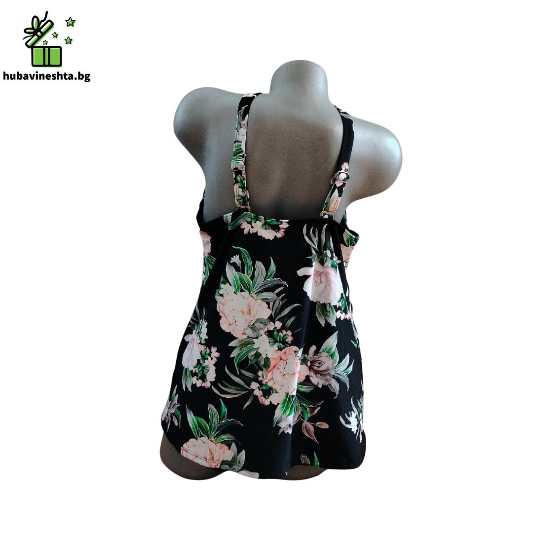 Banski tankini s bokser 11 Дамско танкини с боксер за голям бюст D–F и по-пълен корем – черно Дамско танкини с боксер за голям бюст D–F и по-пълен корем – черно - Image 3