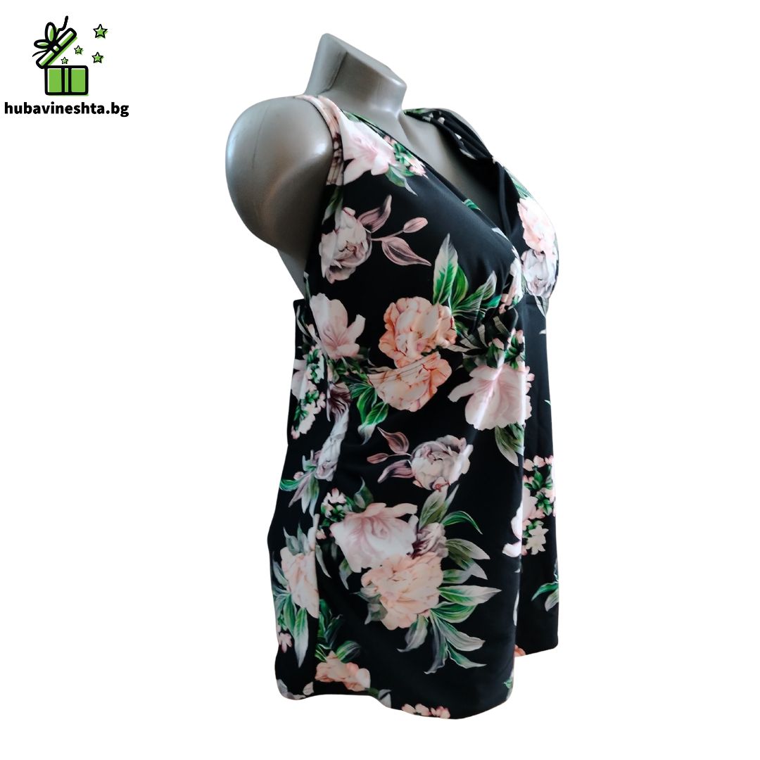Banski tankini s bokser 12 Дамско танкини с боксер за голям бюст D–F и по-пълен корем – черно Дамско танкини с боксер за голям бюст D–F и по-пълен корем – черно - Image 4