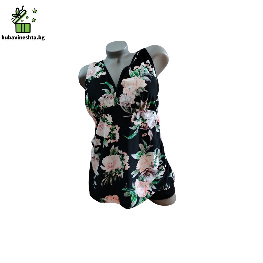 Banski tankini s bokser 14 Дамско танкини с боксер за голям бюст D–F и по-пълен корем – черно Дамско танкини с боксер за голям бюст D–F и по-пълен корем – черно - Image 2