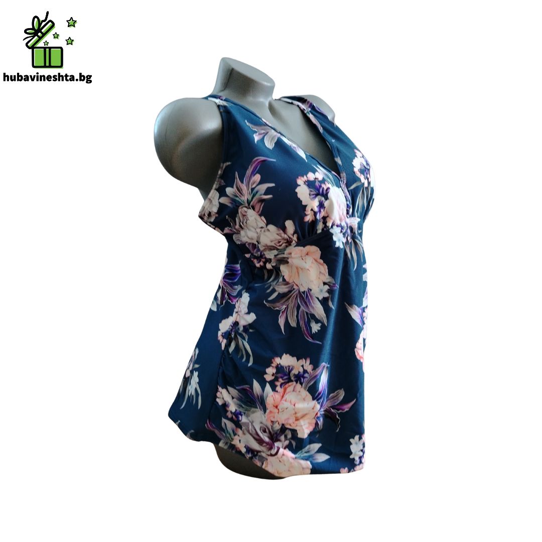 Banski tankini s bokser 3 Дамско танкини с боксер за голям бюст D–F и по-пълен корем – петролено Дамско танкини с боксер за голям бюст D–F и по-пълен корем – петролено - Image 3