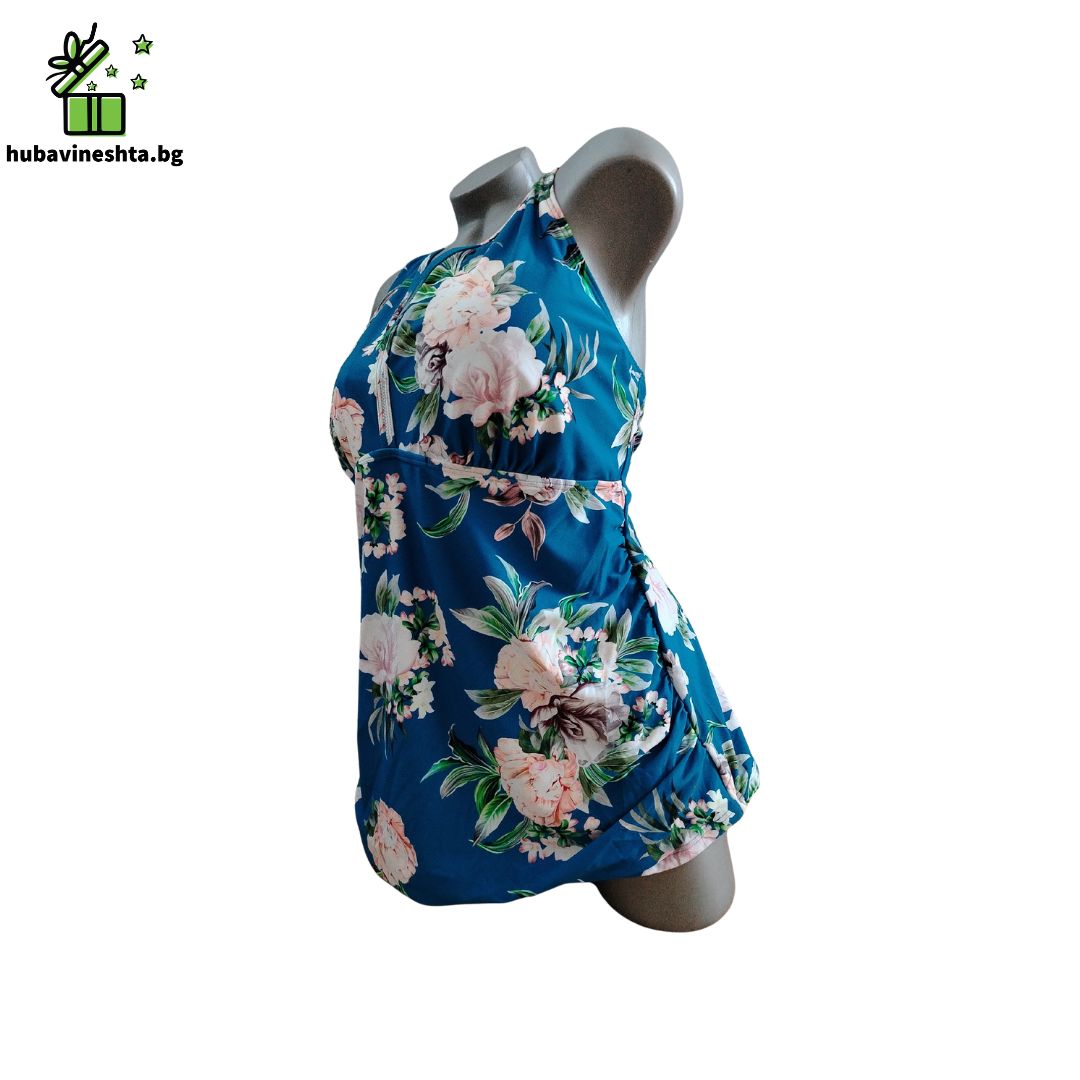 Banski tankini s bokser 9 Дамско танкини с боксер за голям бюст D–F и по-пълен корем – синьо Дамско танкини с боксер за голям бюст D–F и по-пълен корем – синьо - Image 4