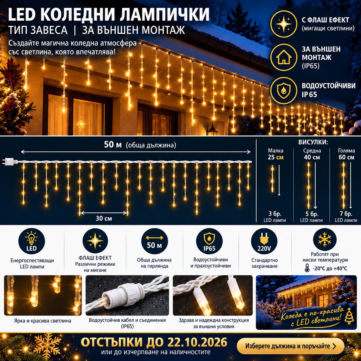 Корица за лендинг 2 LED лампички с флаш ефект - оферта до 22.10 LED лампички с флаш ефект